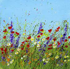 Simple field of flowers painting. Easy Paintings Of Flowers On Canvas