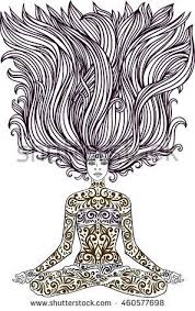 Woman Sitting In Meditation Yoga Lotus Pose With Tattoo Mehendi Zentangle Ornamental Vintage Body Art Patte Lotus Pose Meditation Poses Meditation Pose Sitting