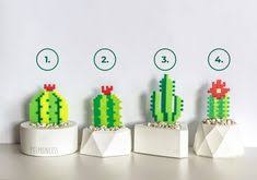 Concrete Pot With Pixel Plant Faux Cacti Hexagon Succulent Etsy Faux Cactus Concrete Pots Plant Office Decor