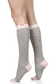 Vim Vigr 20 30 Mmhg Women S Stylish Compression Socks Cotton In Heather Grey Pink Petite Dot Compression Socks Knee High Compression Socks Calf Compression Socks