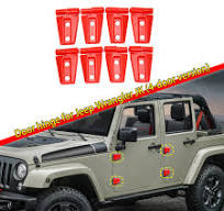 8pcs Red Door Hinge Cover Decor Trims For Jeep Wrangler JK JKU 4-Door 2007-2017