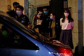 Agnes chow looks out of a car window while being driven away by police from her home following arrest in hong kong, on aug. Catholic Democracy Activist Agnes Chow Arrested In Hong Kong Catholic News In Asia Licas News Licas News