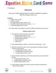 We try very hard to make the games simple and easy to use, and hope you enjoy playing them as much as we enjoy making them 🙂. Equation Maker Card Game Tuition For You