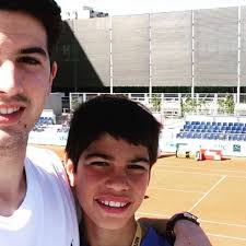 ♥︎ @carlitosalcarazz with close friend @franrubio_7 who also hails from  Murcia, Spain. Fran Rubio is a physiotherapist for Carlitos. He joined the  team in February 2025. Carlitos is 11 years old in