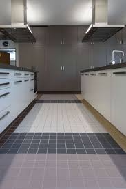 Grey kitchens with wood worktops maintenance connection logo. Reference Domestic Economy School Agrob Buchtal