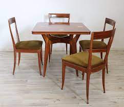 Dining room chairs 1940's imperial furniture co. Inlaid Mahogany Dining Table With Four Chairs Italy 1940s 109458