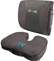 amazon com softacare seat cushion coccyx orthopedic memory foam and lumbar support pillow set of 2 dark support pillows lumbar support office chair cushion