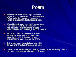 When I Have Fears That I May Cease To Be By John Keats Meaning When I Have Fears John Keats Julia Buehler Yunjin Lee Ppt Download