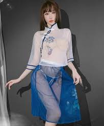 Amazon.co.jp: Lady Lazy Sexy China Ao Dai Cosplay, Blue, White, Blue,  See-Through, Chinese Chinese, Ethnic Costume, Skirt, Temptation, Extreme  Costume, Photography Costume : Health & Personal Care