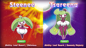 Its torso, arms, and legs are dark purple, while its hips and head are white. Bounsweet Final Evolution