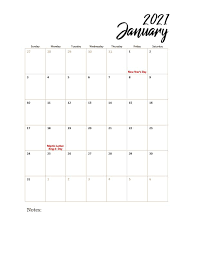 Choose from yearly, monthly, starting week on monday or sunday, with us holidays or blank, horizontal or vertical calendars. 3 Free Printable January 2021 Calendar Pdf Strength Essence