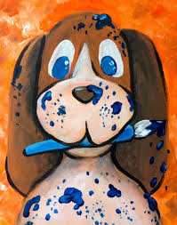 Paint Puppy Kids Canvas Painting Dog Canvas Painting Easter Paintings