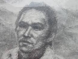 TAOS PUEBLO Native American GRAPHITE DRAWING Georgia Thornton 18" x 24"  Painting