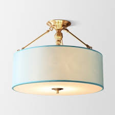 Vintage rustic pendant lighting ceiling chandelier fixture 19.69 inches in diameter, 6.69 inches in heght, canopy diameter 5.12'' simple metal frame with oil rubbed bronze finish guarantee long time using perfect for hallway,. Blue Drum Ceiling Light 4 Lights American Rustic Fabric Semi Flush Mount Light For Living Room Takeluckhome Com