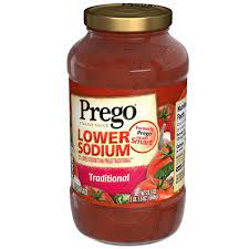 One of america's favorite dishes is spaghetti; Prego Lower Sodium Traditional Italian Sauce