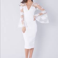 Elle Zeitoune kassidy white lace dress Midi