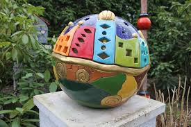 Lichterkugel Angelehnt Nach Hundertwasser 40 Cm O Hundertwasser Topferarbeiten Lichtkugeln