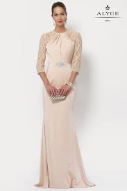 Cover Up In Fashionable Alyce 27156 This Conservative Gown Stills Brings The Party With 3 4 Length Mother Of The Bride Dresses Mother Of Groom Dresses Dresses