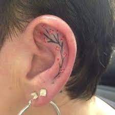 Some Cherry Blossoms Inner Ear Tattoo Ear Tattoo Tattoos