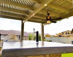 Freestanding Alumawood Lattice Patio Cover With Led Recessed Lights In Beam Over Bbq Island Patiocover Alumawood Myri Lattice Patio Bbq Island Covered Patio