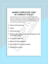 Sample Employee Code Of Conduct Policy Code Of Conduct Policy Template Coding