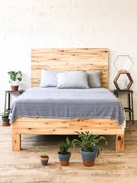Boswell Bed With Northwoods Finish Bed Frame And Headboard Rustic Bed Frame Wood Planked Headboard