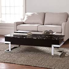 Southern Enterprises Torina Faux Marble Lift Top Cocktail Table Black And Chrome Finish Faux Marble Coffee Table Marble Cocktail Table Marble Coffee Table