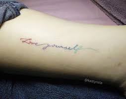 Loveyourself Colourtattoo Minimalisttattoo Minitattoo Smalltattoo Wordtattoo Letteringtattoo Lettering Quotetatto Minimal Tattoo Tattoo Quotes Tattoos