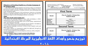 Time For English توزيع المنهج والأهداف للمرحلة الابتدائية بالكامل من الصف الأول حتى الصف السادس الابتدائي لعام 2017 2018