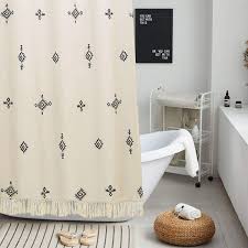 Maybe you would like to learn more about one of these? Uphome Boho Stall Shower Curtain Fabric Beige Tassel Bath Curtains Geometric Moroccan Tribal Fringe Shower Curtain Set With Hooks Heavy Duty Waterproof 36x72 Shower Curtains Hooks Liners Home Urbytus Com