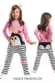 Pembe Kiz Cocuk Neseli Penguen Takim Denokids Trendyol Cocuk Modasi Kiz Elbiseleri Cocuk Giyim