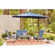 Hampton Bay 11 Ft Aluminum Cantilever Solar Led Offset Outdoor Patio Umbrella In Midnight Navy Blue Yjaf052 Mi The Home De In 2020 Patio Patio Umbrella Patio Layout