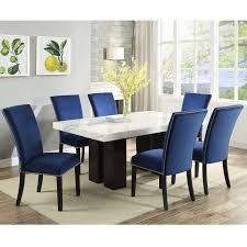 Free delivery & warranty available. Steve Silver Camila Cm420wb Wt 6xsbn 7 Piece Dining Set With Marble Table Top Dunk Bright Furniture Dining 7 Or More Piece Sets