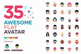 Awesome Flat Avatar In Icons On Yellow Images Creative Store