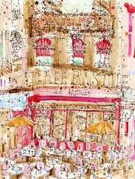 Cafe Bastile Paris French Wall Art Signed Print By Uk Artist And Printmaker Clare Caulfield The Print Is A Reproduction Taken Fr French Wall Art Paris Art Art