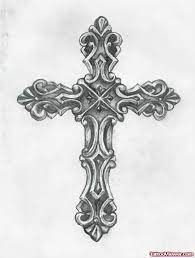 There's a slow, casual conversation: Catholic Cross Tattoo Design