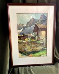 Vintage Signed Nicolas Markovitch (marc) Alpine Chalet Lithograph