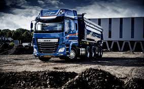 Download Wallpapers Daf Cf 2017 Dump Truck Blue Truck Daf Cf 530 Ftt Besthqwallpapers Com Big Rig Trucks Dump Truck Trucks