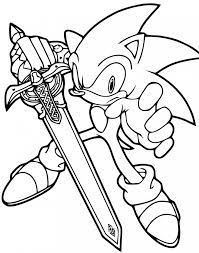 Coloriage Sonic Tient Une Epee Dessin Gratuit A Imprimer