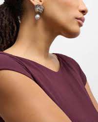 Stephen Dweck Hand Carved Opal and Baroque Pearl Earrings