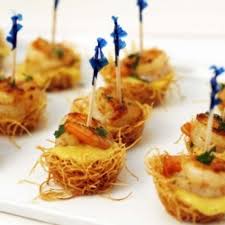 Shrimp On Shredded Phyllo Flotilla With A Coconut Mango Sauce Taste Of Beirut Mango Coulis Starters Recipes Phyllo Recipes