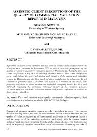 Appraiser pressure is defined as a mortgage lender, broker, or a real estate agent or broker (b)(i) with an interest in a real estate transaction involving an appraisal, improperly influences or attempts to note: Pdf Assessing Client Perceptions Of The Quality Of Commercial Valuation Reports In Malaysia Muhammad Najib Razali Academia Edu