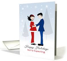 Pregnancy announcement christmas card floral frame. We Re Expecting Greeting Card Christmas Pregnancy Announcement Card
