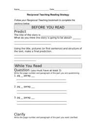 Reciprocal Teaching Worksheet Reciprocal Teaching Teaching Reading Teaching