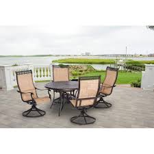 Hanover Manor 5 Piece Round Patio Dining Set With Four Swivel Rockers Mandn5pcsw 4 The Home Depot In 2020 Outdoor Dining Set Patio Outdoor Dining