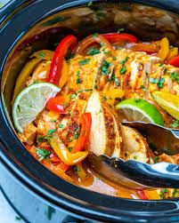 Low fat high taste crock pot white chicken chili 101 cooking for two. Easy Crockpot Chicken Fajitas Recipe Healthy Fitness Meals
