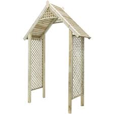 A metal or wooden garden arch adds the attractive characteristics of height and structure to the landscape by acting as a focal point on a lawn or along a path, it's also a handsome method of. Valencia Wooden Garden Arch 2790x1739x722mm