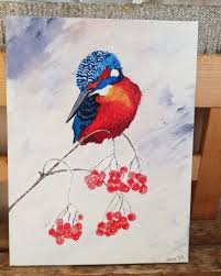 Mein Eisvogel Gemalt Mit Acrylfarben Auf Leinwand Ist Fertig Creativ By Maro Eisvogel Acrylfarbe Leinwand K In 2020 Malen Mit Acrylfarben Pastell Kreide Malerei