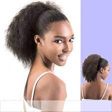 Amazon Com 8 Inch Human Hair Afro Kinky Straight Puff Ponytail Extensions For Black Women Italian Coarse Curly Yaki Straight Drawstring Hair Ponytail Hairpieces Natural Kinky Curly Clip In Ponytails Beauty