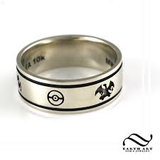 Custom Pokemon Wedding Band Geeky Engagement Rings Custom Wedding Rings Titanium Wedding Rings